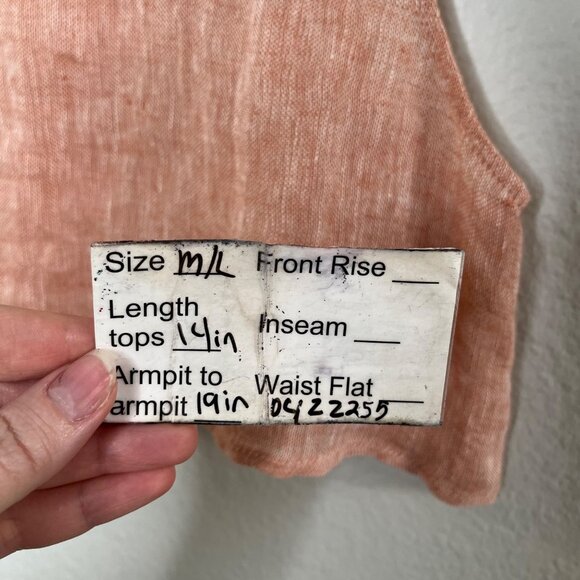 Le Kasha Womens Peach Linen Crop Tank Top Size M/L Natural Fibers - Picture 8 of 8